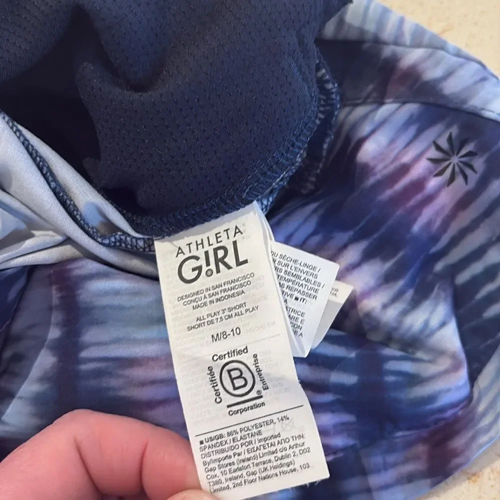 Athleta GIRL SZ (8/10) medium tie-dye drawstring shorts